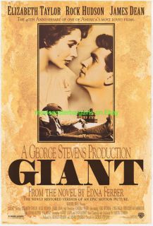 Giant Movie Poster R1996 Elizabeth Taylor James Dean
