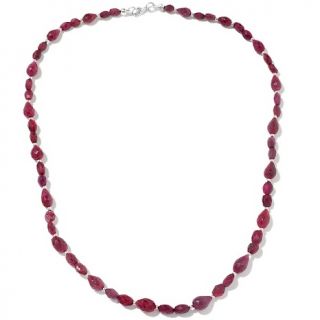120.2ct Ruby Faceted Bead Sterling Silver 20 Necklace