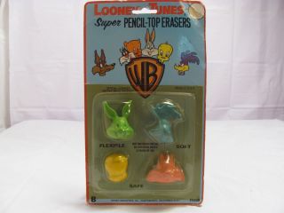Diener Looney Tunes Pencil Top Erasers Vintage Old Stock Unopened