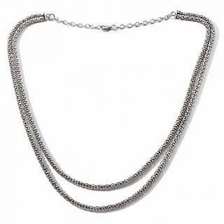 Stately Steel Double Strand Popcorn Chain 21 1/2 Necklace