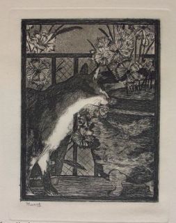 Edouard Manet LE CHAT AUX FLEURS Etching Signed in the Plate