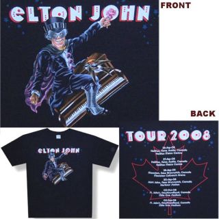 Elton John Rocket Man 2008 Tour Black T Shirt L New