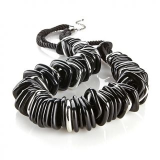  Apfel Silvertone and Black Double Row Rope Cord 30 Neck