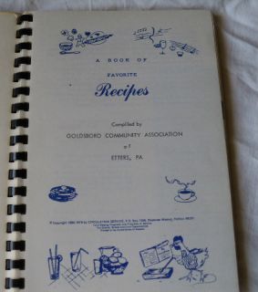 Cookbook Goldsboro Community Assoc Etters PA Recipes 1979 80