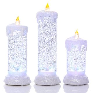 Winter Lane Winter Lane Set of 3 LED Musical Glitter Candles