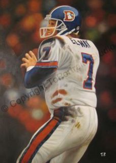 John Elway Denver Broncos Original NFL Art Oil Painting