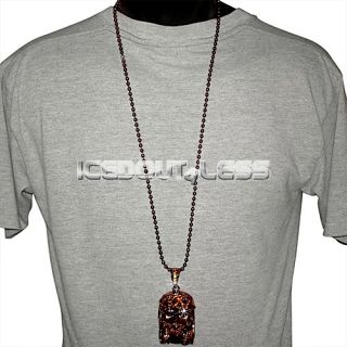 Antique Rose Gold Iced Out Jesus Piece With 36 inch Bead Chain