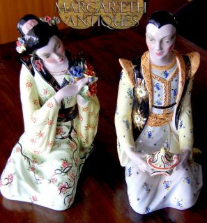 Eugenio Pattarino firenze style Italian ceramic Pair figurine oriental