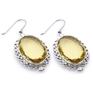 Himalayan Gems™ 36ct Oval Lemon Quartz Sterling Silver Earrings at