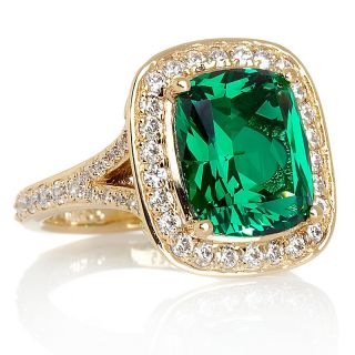 Jean Dousset Absolute Simulated Emerald and Pavé Ring at
