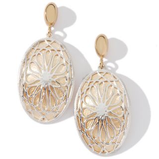Technibond® 2 Tone Floral Lace Overlay Drop Earrings