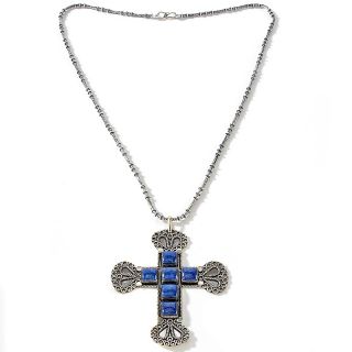  Silvertone Cross Pendant with 30 Snake Necklace