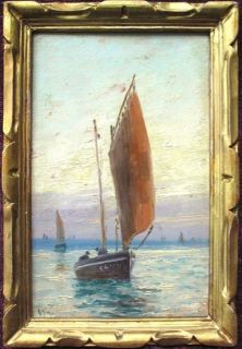 Emile Gauffriaud 1877 1957 French Marine Impressionist Oil Boats Coast