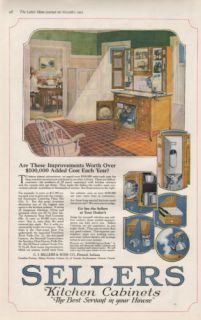 1919 Sellers Hosier Cabinet Kitchen Ellwood Indiana Ad