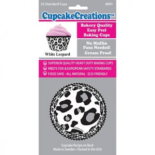  Decorating Cupcake Creations Baking Cups 32 pack   White Leopard