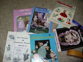 Assorted Old Craft Instruction Booklets Egg Cartons Chenille Art Foam