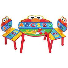 Sesame Street Elmo Table Chairs Set Childs Wood Chair