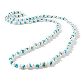  Treasures Cultured Freshwater Pearl and Turquoise Chip 48 Necklace