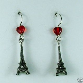 Sterling Silver Pewter Eiffel Tower Earrings Paris