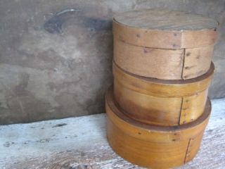 Antique Pantry Box Lot Copper Nails Bentwood Primitive Firkin Shaker