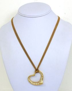 Designer Tiffany Co Elsa Peretti Large 18K Gold Heart Pendant w Long