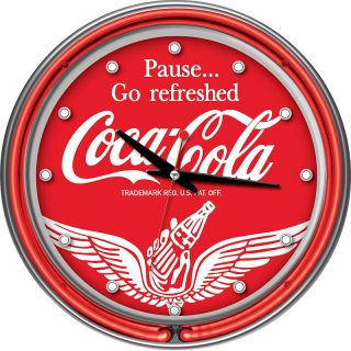 Coca Cola Wings Logo Dual Neon Wall Clock   14.5in