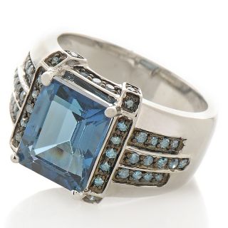 Jewelry Rings Fashion 4.56ct London Blue Topaz and Blue Diamond