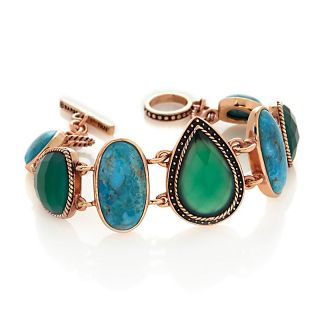 Studio Barse Green Onyx and Turquoise 7 1/2 Copper Bracelet