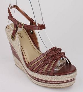 Chestnut Womens Strappy Espadrille Open Toe Wedge Sandals Size 5 5 to