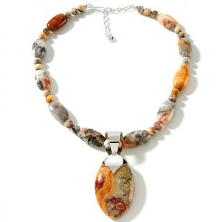 Jay King Australian Lace Agate Pendant and 18 Beaded Necklace