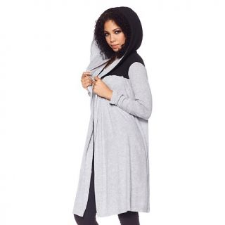 Queen Collection Colorblock Hooded Cardigan Duster