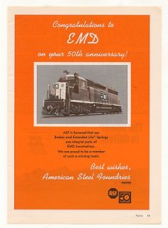 1972 GM EMD Locomotive 50th Anniversary ASF Photo Ad