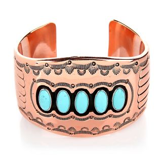 Chaco Canyon Southwest Multi Turquoise Handstamped Copper Cuff