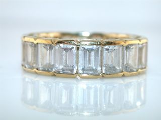 emerald cut cz sterling silver gold vermeil eternity style ring