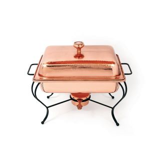 Star Home Designs 6 Quart Rectangle Copper Plated Chafing Dish