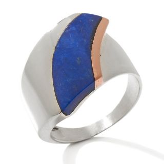  lapis sterling silver and copper bypass band ring rating 48 $ 49