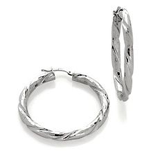 italian silver diamond cut twist sterling silver hoops $ 54 90