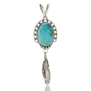 Chaco Canyon Southwest Oval Turquoise and Sterling Silver Feather P