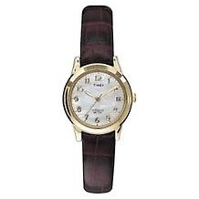 timex women s mother of pearl dial leather strap watch $ 54 95