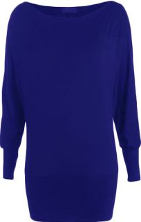 New Ladies Batwing Long Sleeved Top Womens Sizes 8 14