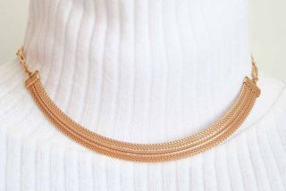 emmons mid century modern goldtone mesh necklace 70s vintage 70s