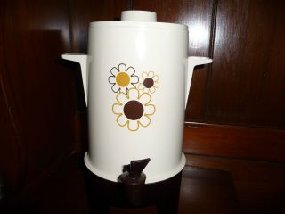 VTG POLY PERK REGAL WARE Electric Coffee Pot Retro Daisy Flower