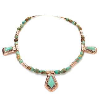 Chaco Canyon Southwest Green Turquoise Bead Copper and Sterling Silver