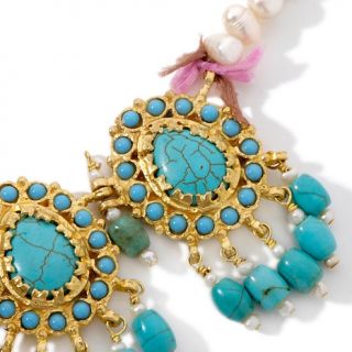 Bajalia Goldtone Simulated Turquoise and Stone Turkish 19 Necklace at