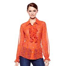 twiggy london royal ruffle chiffon blouse $ 14 95 $ 59 90