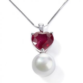 Imperial Pearls 10 11mm Cultured White South Sea Pearl and Ruby Heart