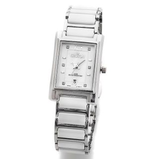 Croton Croton Ladies Stainless Steel and White Ceramic Bracelet Watch
