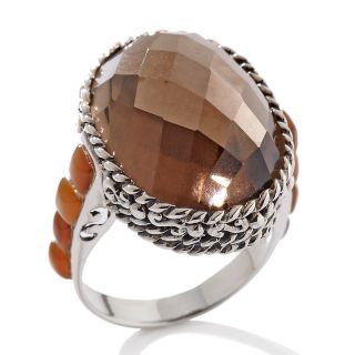 Sally C Treasures Smoky Quartz and Brown Shell Inlay Sterling Silver