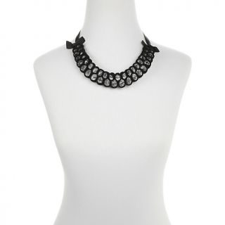 Sally C Treasures Clear Crystal Bead and Velvet Bib Necklace