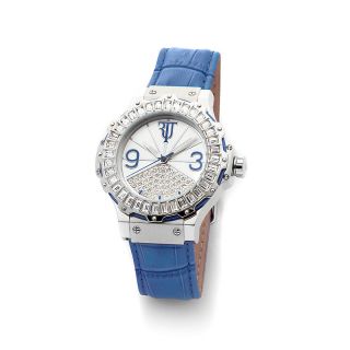 Timepieces by Randy Jackson Ladies Crystal Baguette Leather Strap